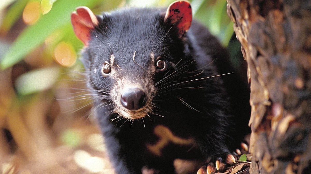 Precious rarity. The elusive Tasmanian devil, thriving under the watchful eye of conservation programs. Let's protect these unique creatures for generations to come. 🖤 
#EndangeredSpecies #ProtectNature