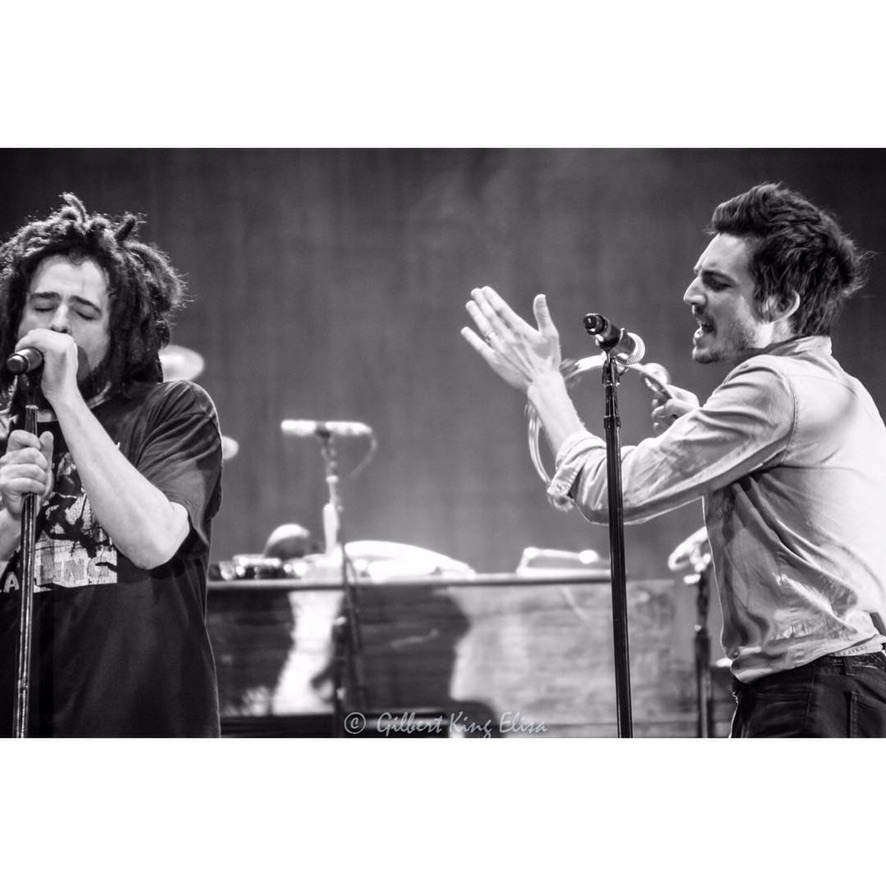 Dan Layus of Augustana and Adam Duritz of Counting Crows ~New York City, NY  #bnwphotography #music #nyc #bnw #events #art #countingcrows #nightphotography #photography #photooftheday #monochrome #musicians #night #streetphotographer #blackandwhitephotography #photograph #bands…