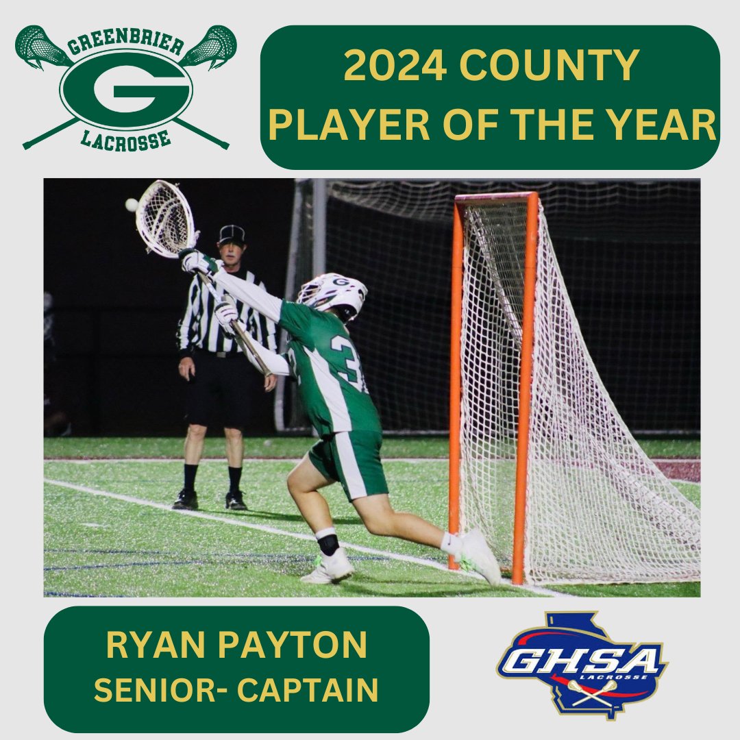 GHS Mens Lacrosse (@ghsmenslax) on Twitter photo Congratulations to <a href="/Ryno502/">Ryan Payton</a> for being voted as the 2024 Columbia County Men's Lacrosse Player of The Year.
<a href="/CreswellCurtis/">Coach Curtis</a>
<a href="/ghswolfpack/">Greenbrier High</a> <a href="/OfficialGHSA/">GHSA</a> <a href="/CheneyAUG/">Will Cheney</a> <a href="/ShorterLax/">Shorter University Men’s Lax</a> <a href="/JVance32/">Jon Vance</a> Congratulations to <a href="/Ryno502/">Ryan Payton</a> for being voted as the 2024 Columbia County Men's Lacrosse Player of The Year.
<a href="/CreswellCurtis/">Coach Curtis</a>
<a href="/ghswolfpack/">Greenbrier High</a> <a href="/OfficialGHSA/">GHSA</a> <a href="/CheneyAUG/">Will Cheney</a> <a href="/ShorterLax/">Shorter University Men’s Lax</a> <a href="/JVance32/">Jon Vance</a>