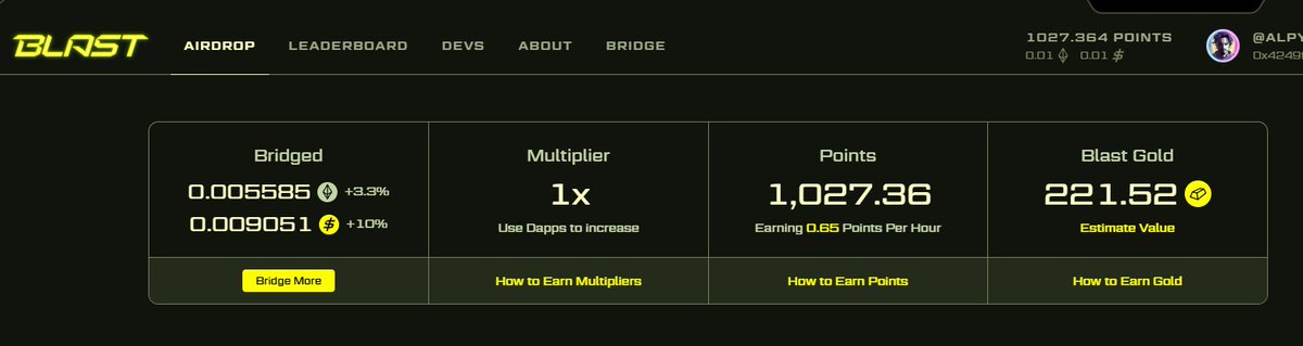 Alp (@alpystatics) on Twitter photo $BLAST tarafında airdrop alabilmek için oynadığımız <a href="/capncompany/">Captain & Company</a> oyununda 2. dağıtım gerçekleşti. 🔥
Bayiliklerinizi kontrol ediniz lütfen: blast.io/en/airdrop
Invite kodu isterse eğer bunu kullanabilirsiniz: blast.io/6VB5Q
221 Gold almışım, taş atıp elim $BLAST tarafında airdrop alabilmek için oynadığımız <a href="/capncompany/">Captain & Company</a> oyununda 2. dağıtım gerçekleşti. 🔥
Bayiliklerinizi kontrol ediniz lütfen: blast.io/en/airdrop
Invite kodu isterse eğer bunu kullanabilirsiniz: blast.io/6VB5Q
221 Gold almışım, taş atıp elim