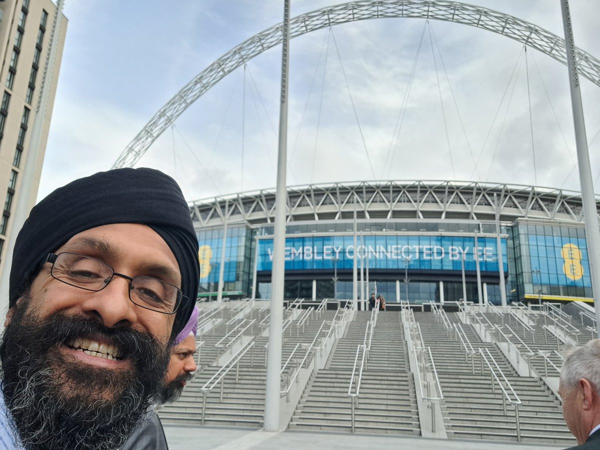 It's never too late to make your debut at Wembley... Many thanks to the @fa for the invitation to the Sikh 'Faith and Football' event to speak about the significance of Vaisakhi - on the pitch at Wembley stadium this evening #FAVaisakhi2024