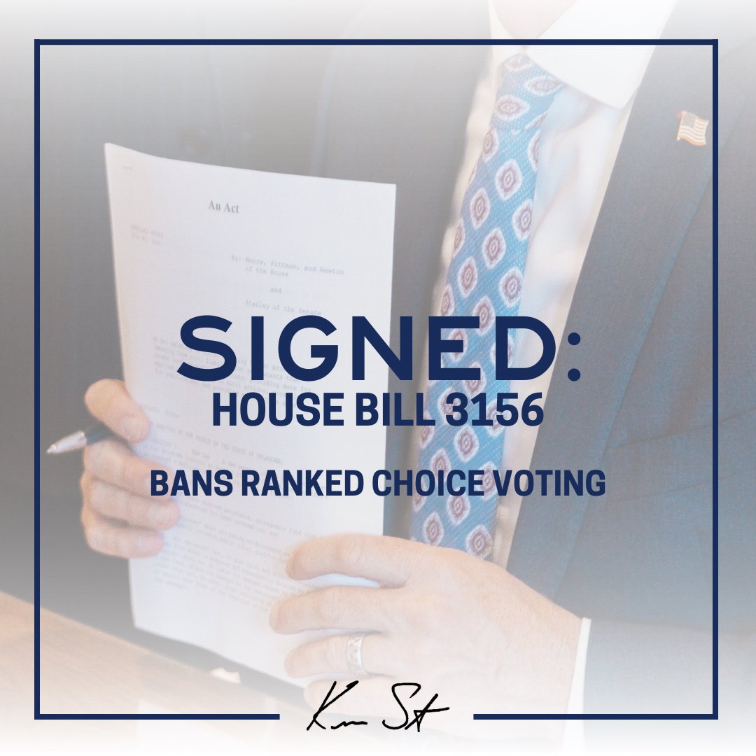 Ranked-choice voting would be a disaster for Oklahoma— just like it is in other states. 

We just banned it.