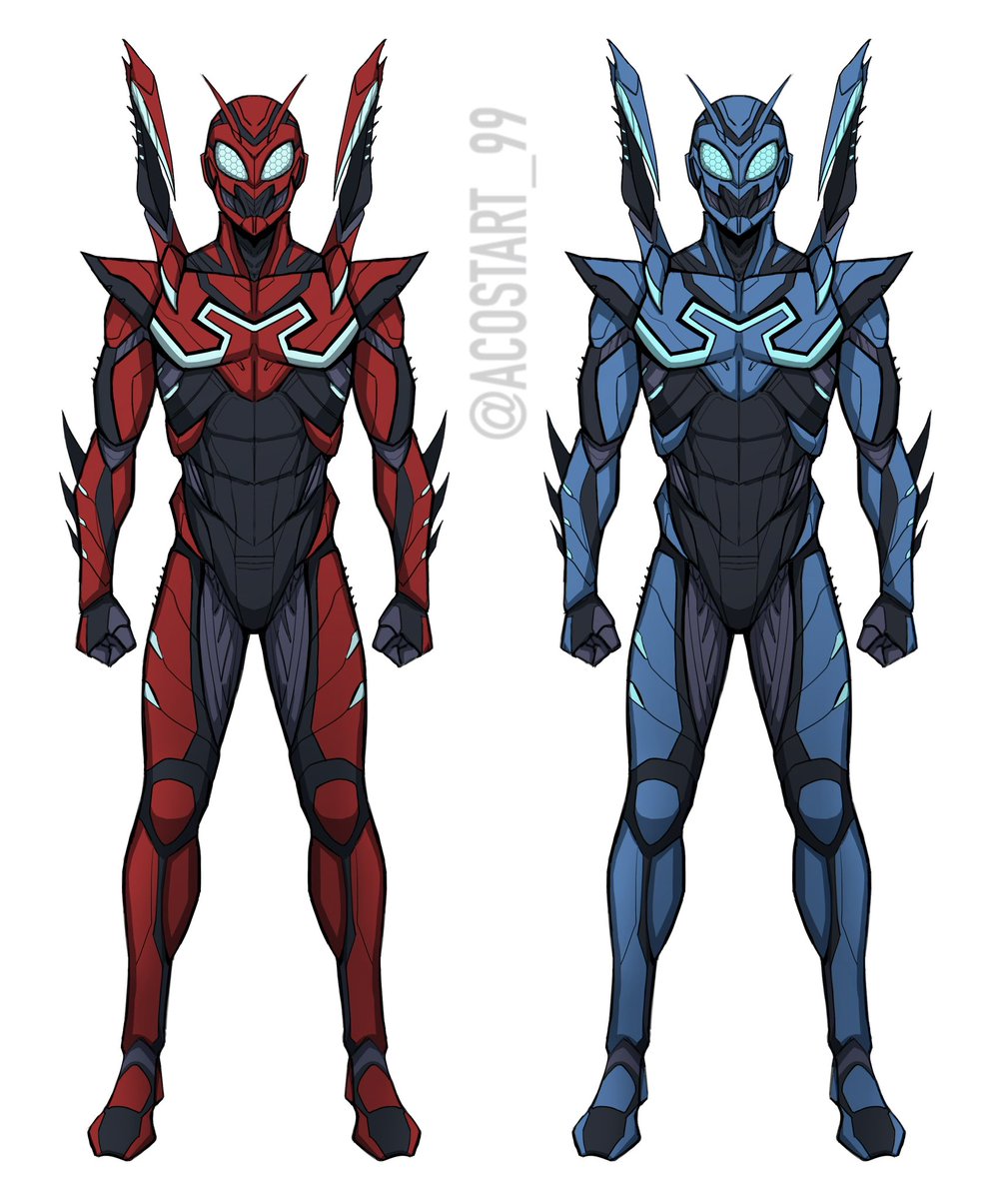 Alright the last of my blue beetle designs lol my Tokusatsu inspired Jaime Reyes 😎 
Color variants below 👇 
(personally would like to see a White Beetle one day @DCOfficial 👀🙏)
#characterdesign