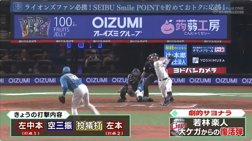 劇的サヨナラ
若林楽人
大ケガからの復活弾
#プロ野球ニュース #seibulions

野村弘樹さん「本当に苦しんだ選手じゃないですか、足もあって、それが今日この2本でなんかうっぷんを晴らしたようなね、コレくらいできる選手なんですよね。」

真中満さん「西武の救世主になってほしいですよね。」