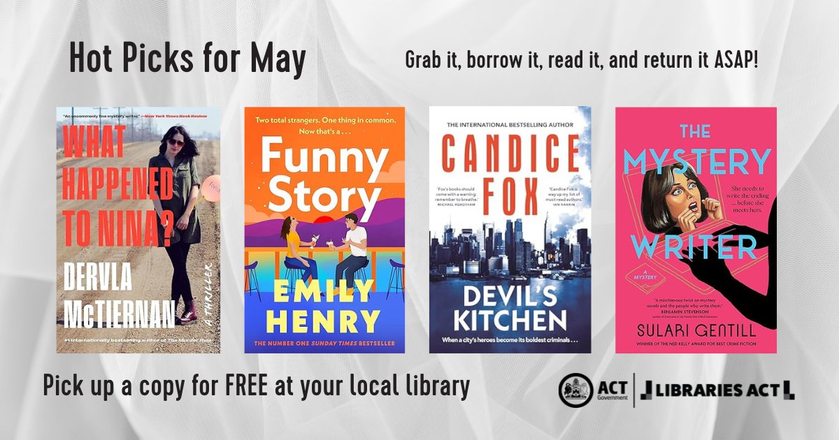 These latest Hot Picks have arrived in a library location close to you: These one-week loans are warming our shelves and waiting for you. To borrow an item from our hot picks collection, visit your local library or librariesact.spydus.com/.../spyd.../MS…