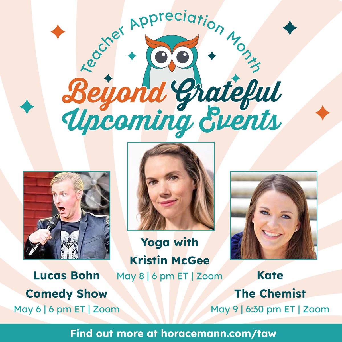 Get ready to relax with Kristin McGee, laugh with Lucas Bohn and explore your curiosity with Kate the Chemist! These virtual events are FREE and will leave you with an unforgettable experience! Learn more and register to attend here: ow.ly/Vgsn50Rnu8o #HMBeyondGrateful
