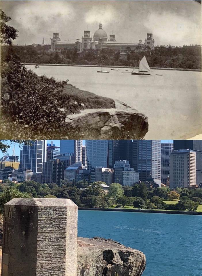 Blast from the STAN past - Looking across Farm Cove from Mrs Macquarie’s Point towards the Garden Palace in circa 1880 and the same view in 2018.

[circa 1880- @nlagovau >2018-Phil Harvey]