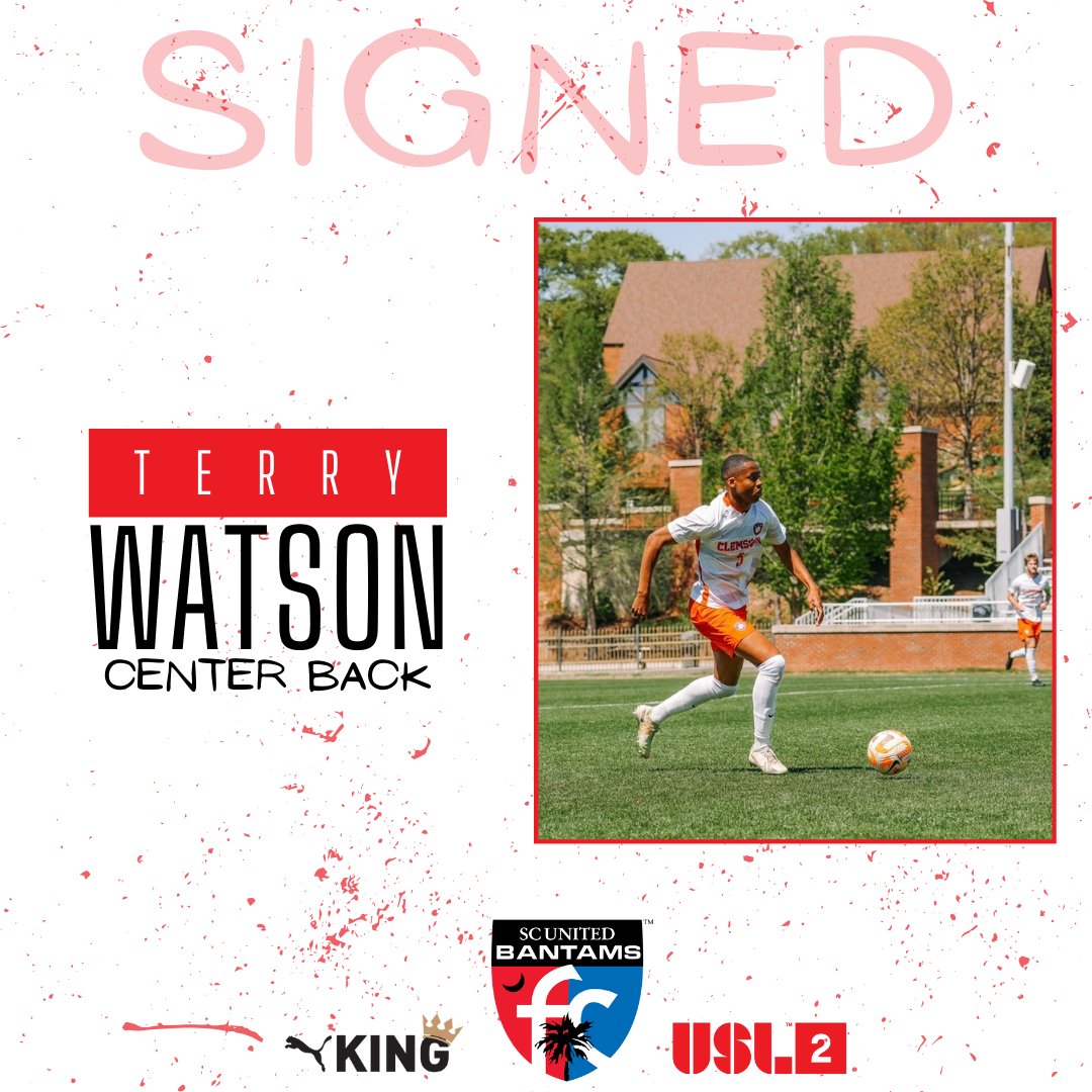 𝗧𝗲𝗿𝗿𝘆 𝗪𝗮𝘁𝘀𝗼𝗻- 𝗦𝗶𝗴𝗻𝗲𝗱 ✍🏼
Let’s welcome Terry Watson, Center Back from Clemson University, to the SC United Bantams!⚽️🐓 
#upthebantams #Path2Pro