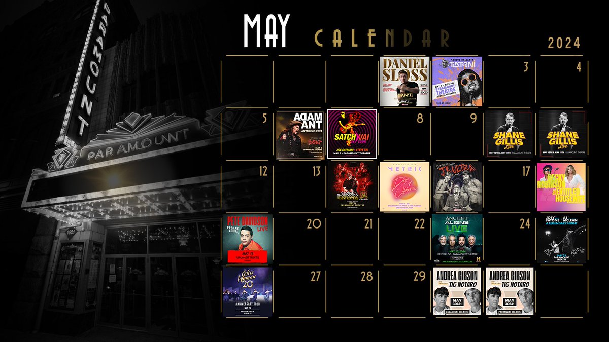 May-k some room on your calendar, we have a great line up of events this month 📅 🎟️: paramountdenver.com
