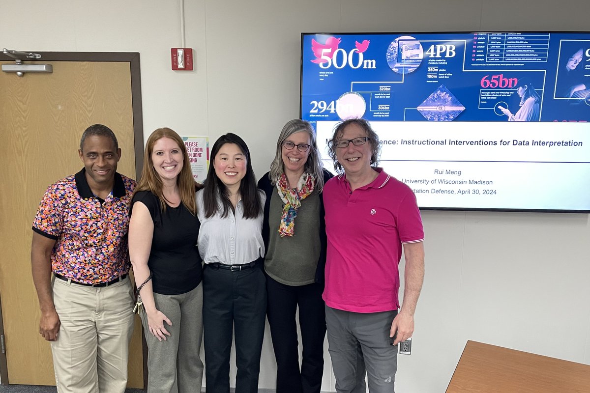I am excited to introduce Dr. Rui Meng, who defended her dissertation yesterday! Rui's work investigated middle-school students' reasoning about data tables, and tested two approaches to support their reasoning. Congratulations, Rui!! & thank you to this exceptional committee!