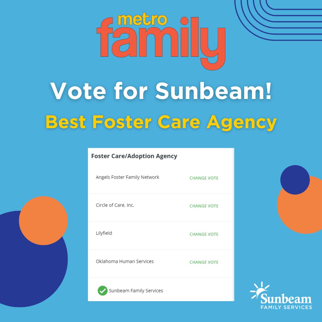 Cast your vote for Sunbeam! We've been nominated once again for the Best Foster Agency in the Metro Family Family Favorites awards! Find our category under service providers and show your support. 🌟 You can vote every day through May 15th! 🗳️ buff.ly/4b1HmjM