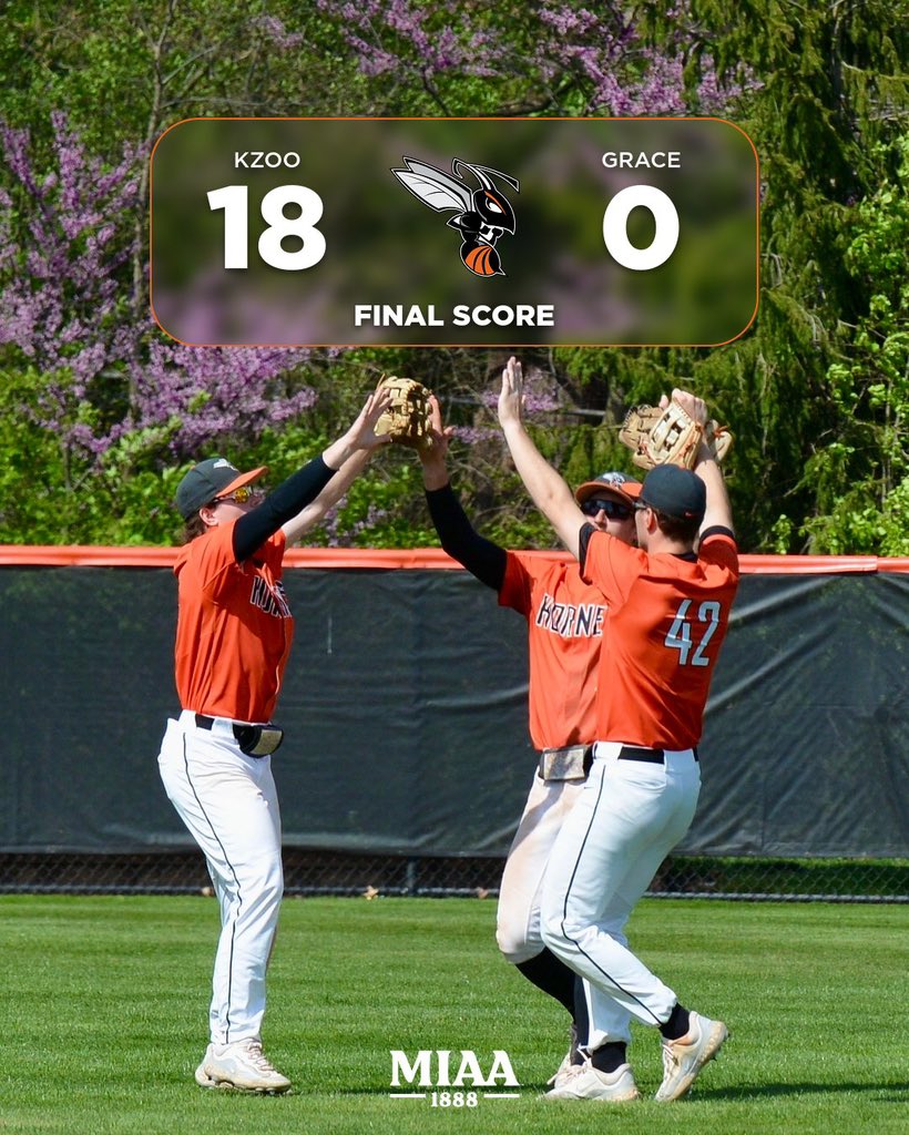 7️⃣ Kalamazoo pitchers led the Hornets to an 18-0 victory. This marks the 6️⃣th shutout of the 2024 season. We return to the diamond tomorrow in our final MIAA series against Alma.🐝⚾️ #d3baseball
