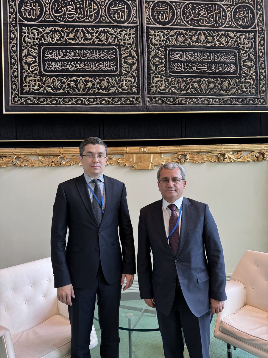 Had an immense pleasure to meet H.E. Ahmet Yıldız, new PR of #Türkiye to UN @TC_BMDT. We both stated with great satisfaction our dynamic bilateral 🇺🇿 🇹🇷 and multilateral relations. We are committed to accelerating cooperation within the UN. Hoş Geldiniz Büyükelçi @A_Yildiz_