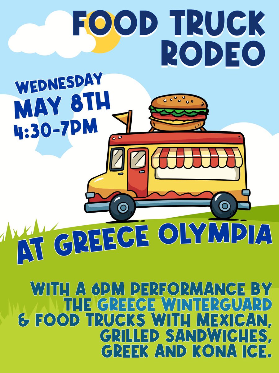 Food Truck time at Olympia! Next week - Wednesdays May 8th! 🍔🌭🌮🌯🛻🛻#greatthingshappenatoly #weareolympia #foodtrucklife @MrJonesOLY @loray_gcsd_ap @HarringtonOLY @MrTanOLY @l@MrPassarell