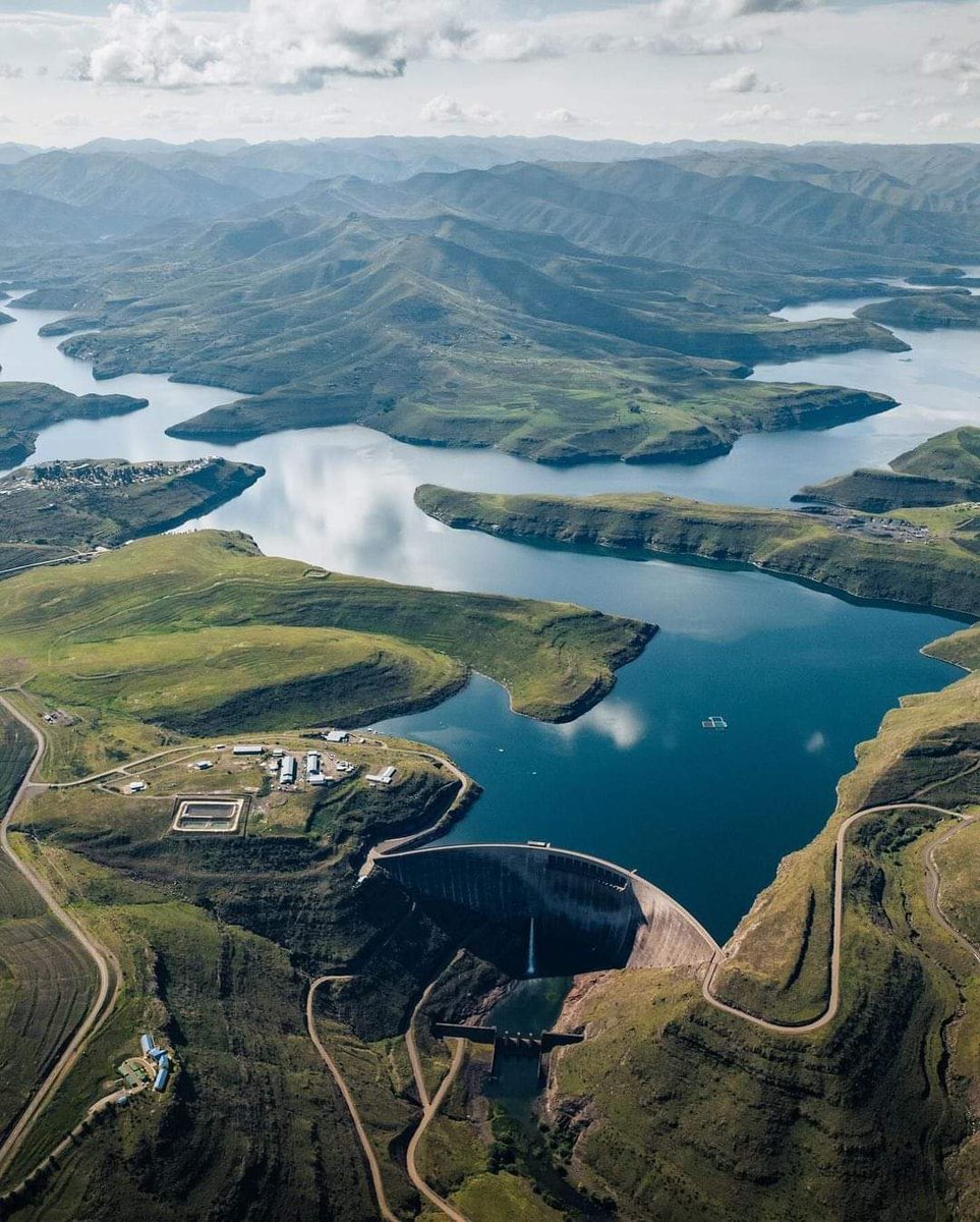 The Katse Dam, a concrete arch dam on the Malibamat'so River in Lesotho surrounded by the Maluti Mountains, is Africa's second largest double-curvature arch dam.  

This awe inspiring dams primary purpose is to supply water to South Africa and to generate hydropower.