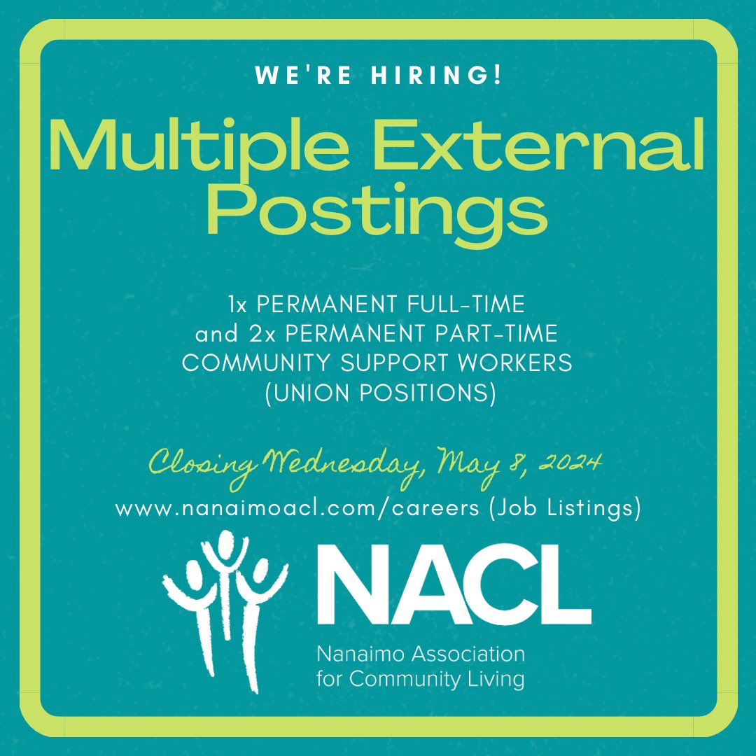 🚨POSTINGS ALERT🚨 Looking for permanent part-time or full-time work? We’ve got you covered! We’re seeking two PT and one FT CSWs - three positions for three different programs! For all the details and/or to apply, check out nanaimoacl.com/careers! 😍👍 #NACLCareers #WorkWithUs