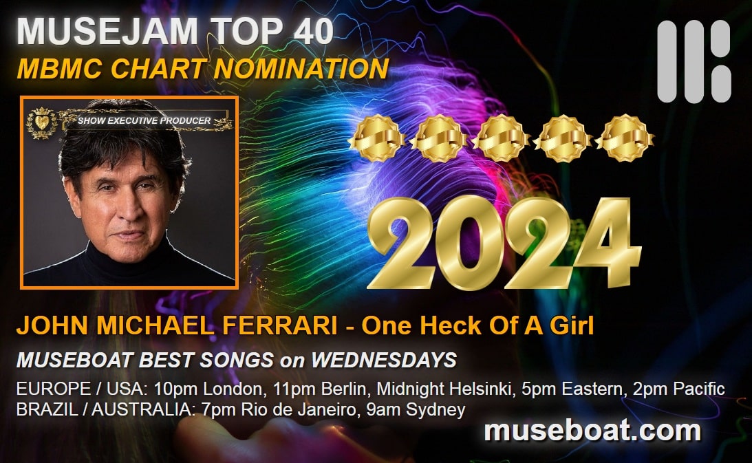 #RT Museboat Live MBMC Top 25 Chart at museboat.com : # 11 JOHN MICHAEL FERRARI - One Heck Of A Girl @johnnyferrari VOTE for this song again at museboat.com/top-25-nominat… 😉 @ArtistRTweeters