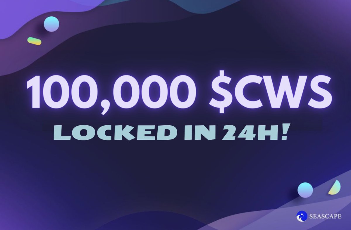 🔒 Over 100K $CWS has been locked and taken OUT of circulation in the past 24 hours! 🤑 Want to earn locking rewards? Here's how: seascape.network/post/cws-token…