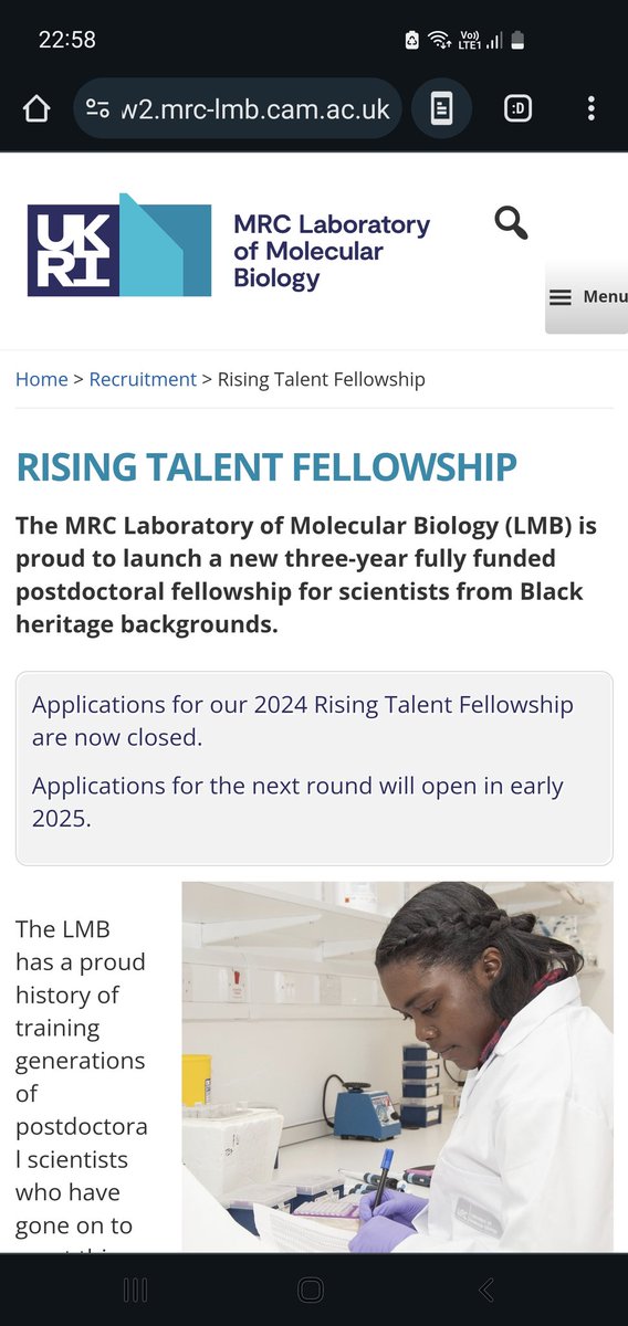 Rising Talent Fellowship!
Reach out if you'd like to apply next year (deadline Feb/March). A great opportunity @MRC_LMB!

We can chat to put together a project (though proposals aren't needed to apply) in neuroimmuno!
@BlackInNeuro
@BlackInImmuno
@BB_STEM

www2.mrc-lmb.cam.ac.uk/recruitment/ri…