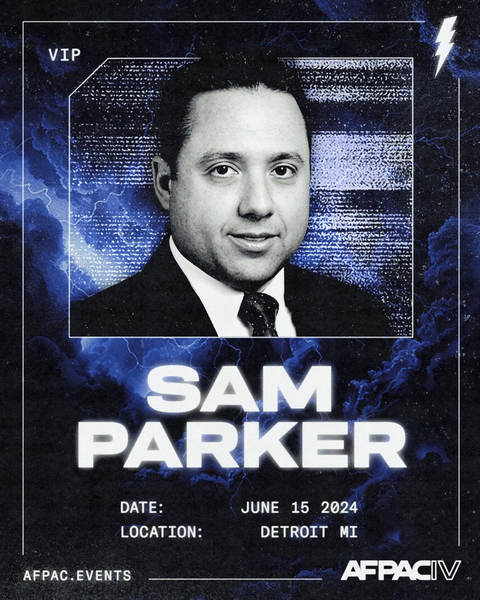 We are excited to welcome former senate candidate Sam Parker (@SamParkerSenate) as a VIP at AFPAC IV! Join us on June 15th in Detroit, MI! Sponsors & attendees will have the opportunity to meet our VIPs following the conference. Get your tickets here: afpac.events