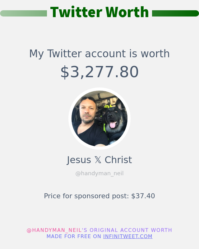 My Twitter worth is: $3,277.80 ➡️ infinitytweet.me/account-worth