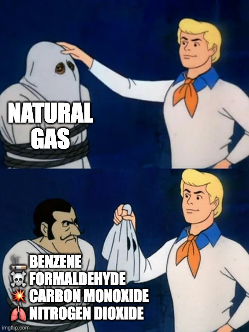 🕵️ Ok gang, let's find out what 'natural' gas really is...it's planet-warming methane gas! Plus, it comes packed with explosive, cancer-causing toxins like carbon monoxide, benzene, and formaldehyde—oh my. Read the truth at bit.ly/43YMBhp. 🔗