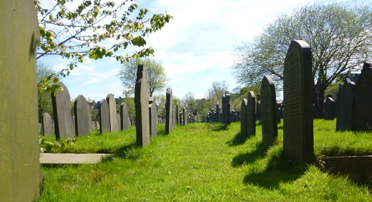 View along one of the rows at Lister Lane Cemetery.