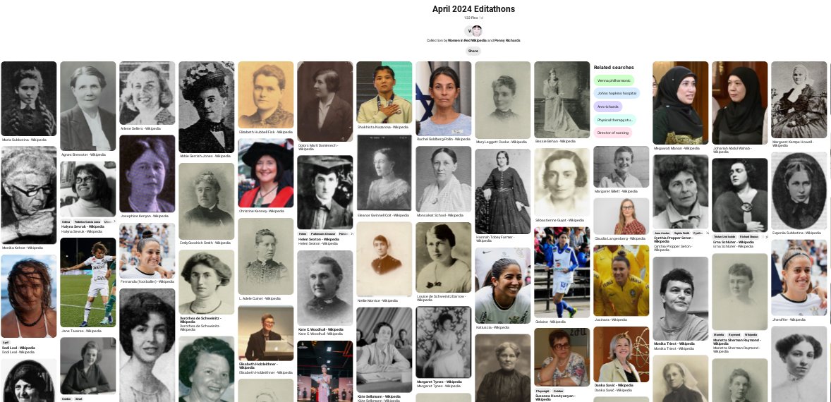 So last month our lead editor @PennamitePLR curated these pics of women on #Pinterest - they all gained new/imp'd articles on #Wikipedia due to our project. You may not have time to add an article yourself but we thank those who watch and clap. Thank you pinterest.com/wikiwomeninred…