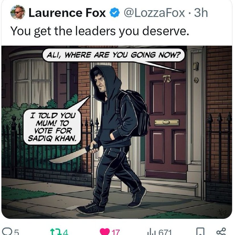 Is this encouraging violence against Sadiq Khan by Laurence Fox?