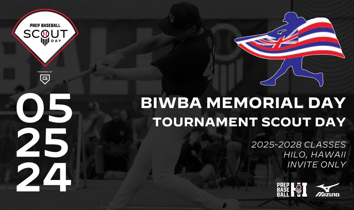 2024 @BIWBA16 MEMORIAL DAY TOURNAMENT @PrepBaseballHI SCOUT DAY 📍 Sat, May 25 in Hilo ⚾️ 2025-2028 🧰 Trackman/Blast/Swift ✍🏼 loom.ly/I963OfQ Registration is for players who have signed up with a team. Want to participate & not on a team? dancox@prepbaseballreport.com
