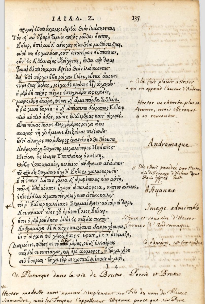 Cette page de l’Iliade (édition de Turnèbe, In-8, 1554 - BNF) est annotée par Racine