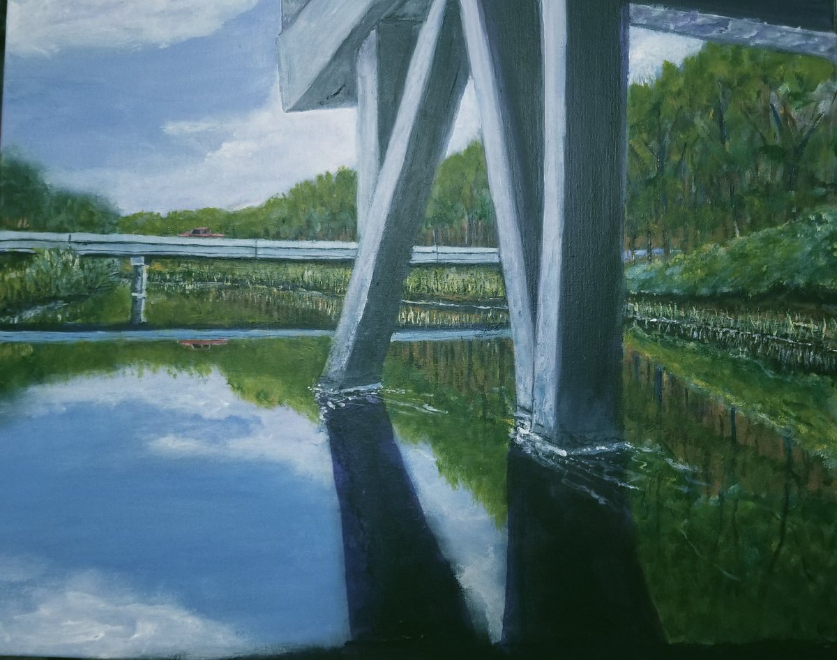 16x20  acrylic  on canvas 1-75 crossing  the Hillsborough river  near Nature's classroom #TampaBay  #hillsboroughriver #kayaking
