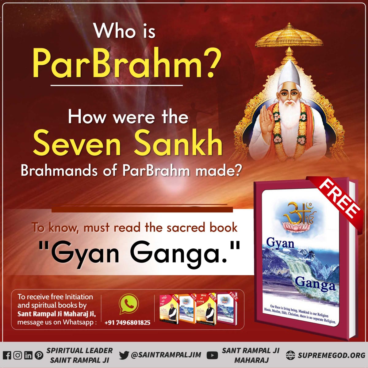 #GodMorningThrusday 💕☘️🌱💕☘️💕🌱💕☘️💕🌱☘️🌱☘️🌱☘️💕☘️
Who is ParBrahm.....?
How were the Seven Sankh Brahmands of ParBrahm made......?

👉👉To know, must read the sacred book 'Gyan Ganga.'📚📚
#SaintRampalJiQuotes