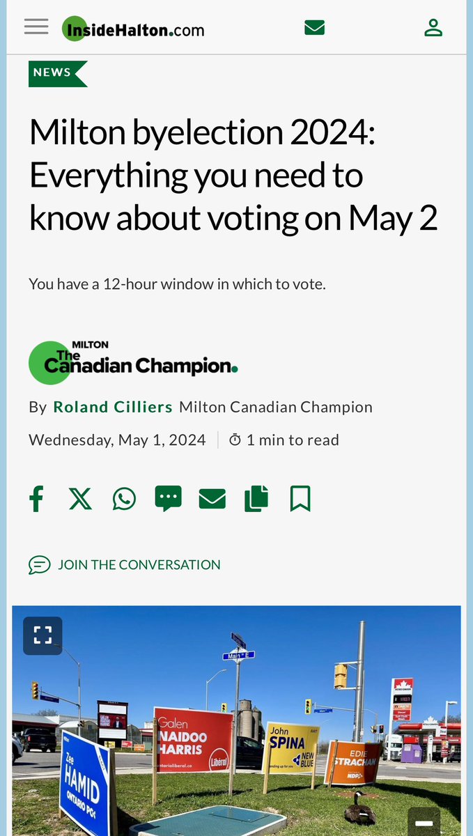 Election day is Thursday, May 2. If you’d like to take part in selecting the Milton riding’s next provincial representative be sure to head to the polls between 9 a.m. and 9 p.m. #Stopthe413 #CampbellvilleQuarry