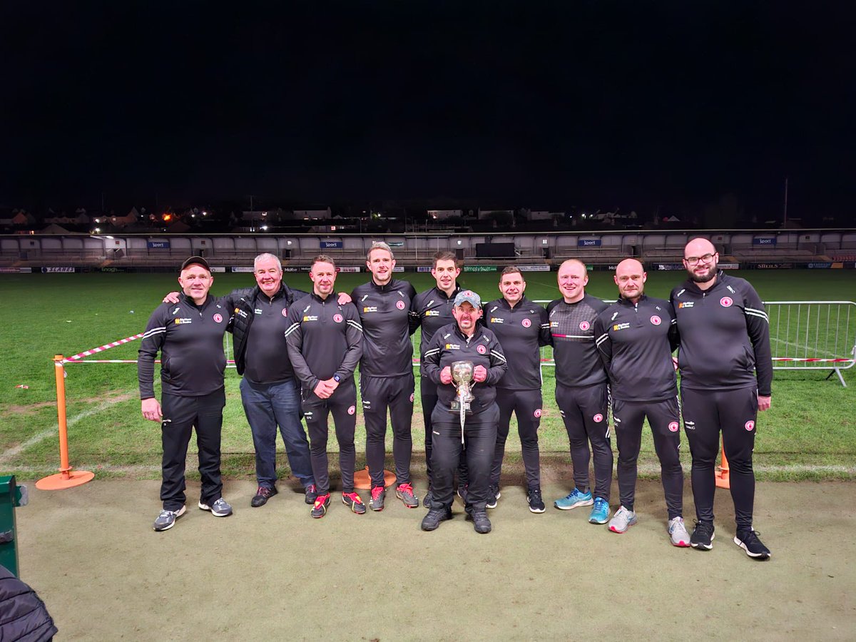 The @TyroneGAALive U20 management enjoy the spoils of victory after a dramatic penalty shootout win over @Doiregaa in the @UlsterGAA Final. Brought to you in association with @AlskeaLtd 
#coverage