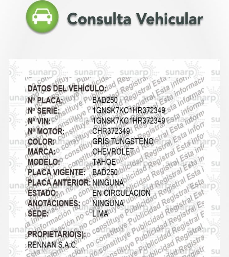 El vehículo era conducido por el mismo alcalde. Junto a él viajaban otros 5 sujetos. Todos estaban recontra borrachos. En esta ficha pueden ver a quién pertenece el vehículo.