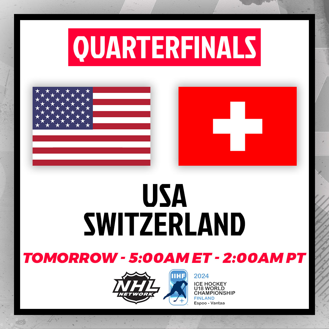 Wake up early with some #U18MensWorlds action! 

@usahockey takes on Switzerland tomorrow at 5am ET/2am PT on NHL Network.