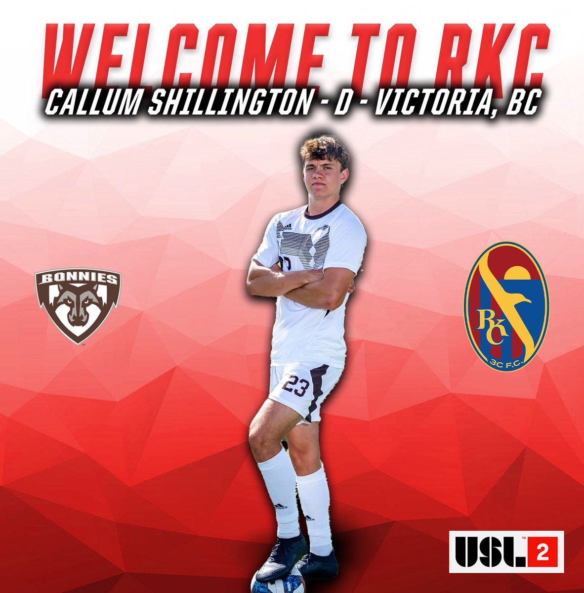 WELCOME, CALLUM! 

Callum Shillington joins RKC! The @BonniesMSoccer defender made 8 appearances as a freshman. He made his first career start on the road at George Washington!

(Pending league and federation approval)

#262Made | #Path2Pro 
@USLLeagueTwo