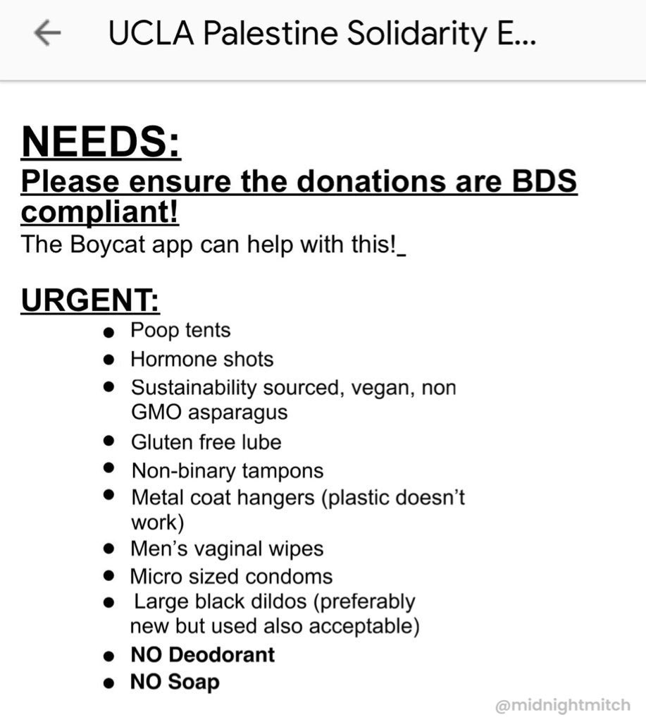 BREAKING: I have just obtained an updated Google Doc with a list of further urgent needs: