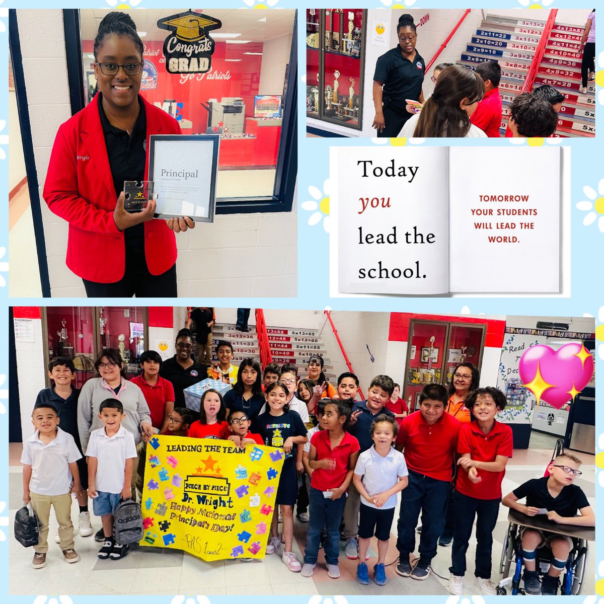 Happy National School Principal Day Dr. Wright! 🎉 @KWright_BMES Thank You for leading our Benito Family 🧩by🧩 Our Patriots Love you so much 💙🤍❤️ #PatriotPride  #BestPrincipal #PowerUpTogether #TeamSISD @JWilliams_BMES