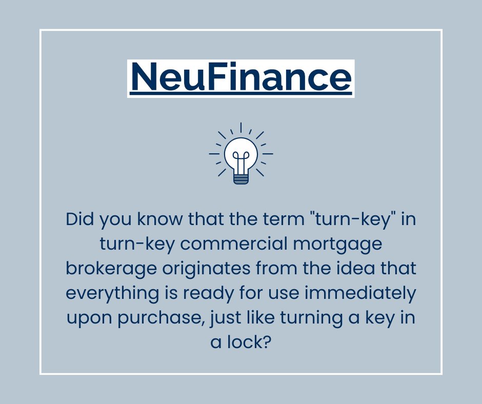 Unlocking opportunities with turn-key commercial mortgage brokerage! 🗝️

Learn more about how this seamless solution can pave the way for your business success.

#NeuFinance #TurnKey #CommercialMortgage #Brokerage #UnlockOpportunities