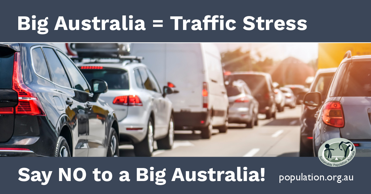 Millions more people and too few new/upgraded roads. 

We're pretty sure the gridlock isn't so great for the #environment,
... nor for economic #productivity, 
... nor for human stress levels!

#NoBigAustralia
sign/share- population.org.au/sign-the-spa-p…