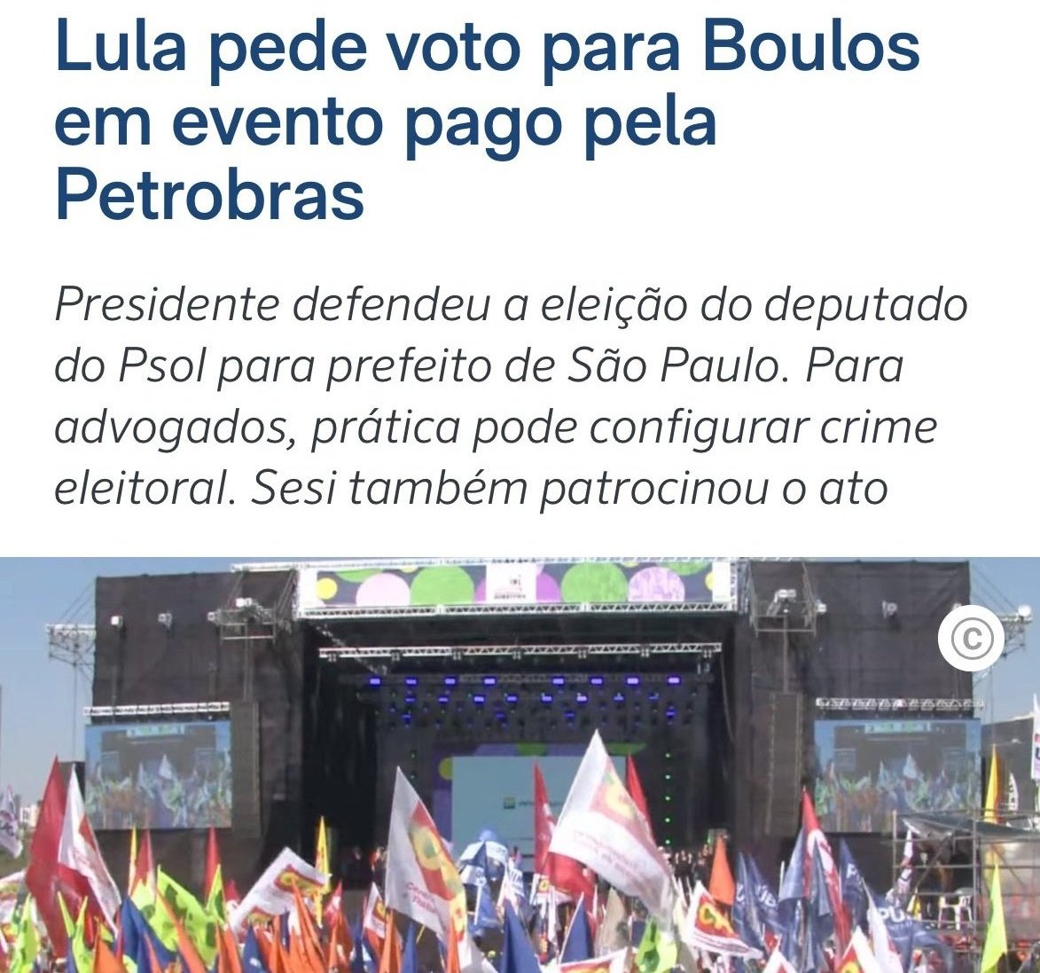A lista de crimes eleitorais praticados hoje, se o TSE, usar a mesma régua usada com Bolsonaro, Boulos fica inelegível até 2032. Agora, se vão usar outra régua, tem de anular a inelegibilidade do Bolsonaro. Ou uma ou outra.