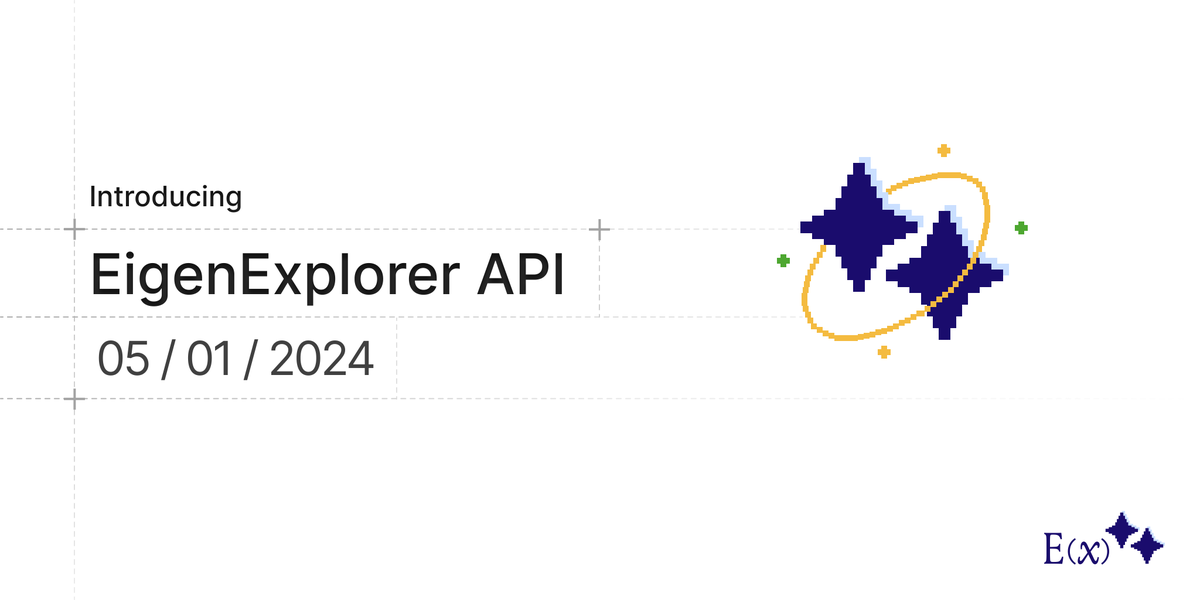 EigenExplorer's tweet photo. Infinite sum exploring begins ♾

Introducing EigenExplorer V1 API - the gateway to accessing EigenLayer's on-chain data. With a comprehensive selection of @eigencloud data available via API endpoints, read on to learn about how it works and why it’s needed. ⏬ https://t.co/77ynrDNsYP