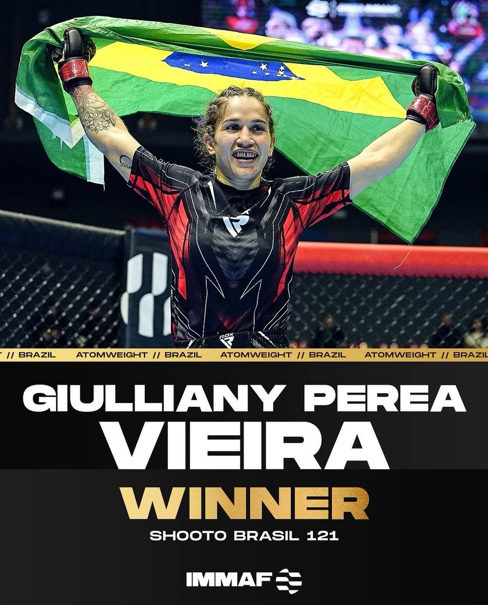 She's the 2023 @IMMAFed World champ and the Shooto Brazil Atomweight champ. A BJJ black belt out of Nova Uniao and 15-2 as an amateur on a 6-fight win streak. ...And now Giulliany Perêa is signed to @InvictaFights.