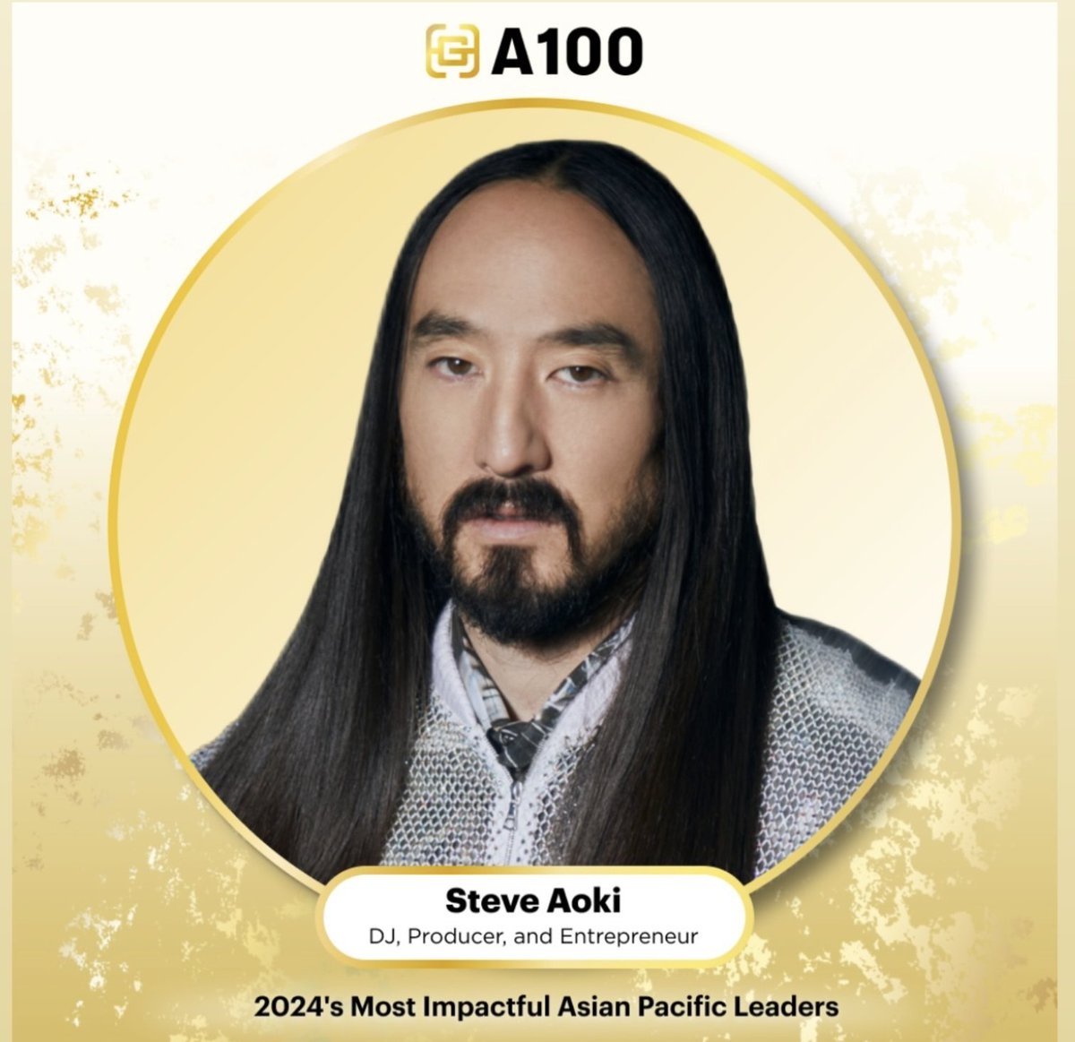 DJ #SteveAoki is honored on this year’s Gold House A100 List of most impactful Asian Pacific leaders! 💪🏆🔝💯🌏🔥👑💛