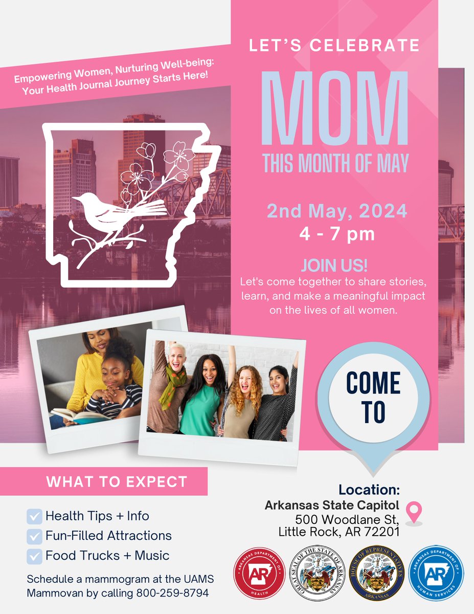 Hi Arkansas! We'll be at the State Capitol tomorrow, May 2nd providing important health screenings (blood sugar, blood pressure, cholesterol checks and more!) for the National #WomensHealthMonth event celebrating Arkansas moms!
See you there! 🤱
#maternalhealth #amhc