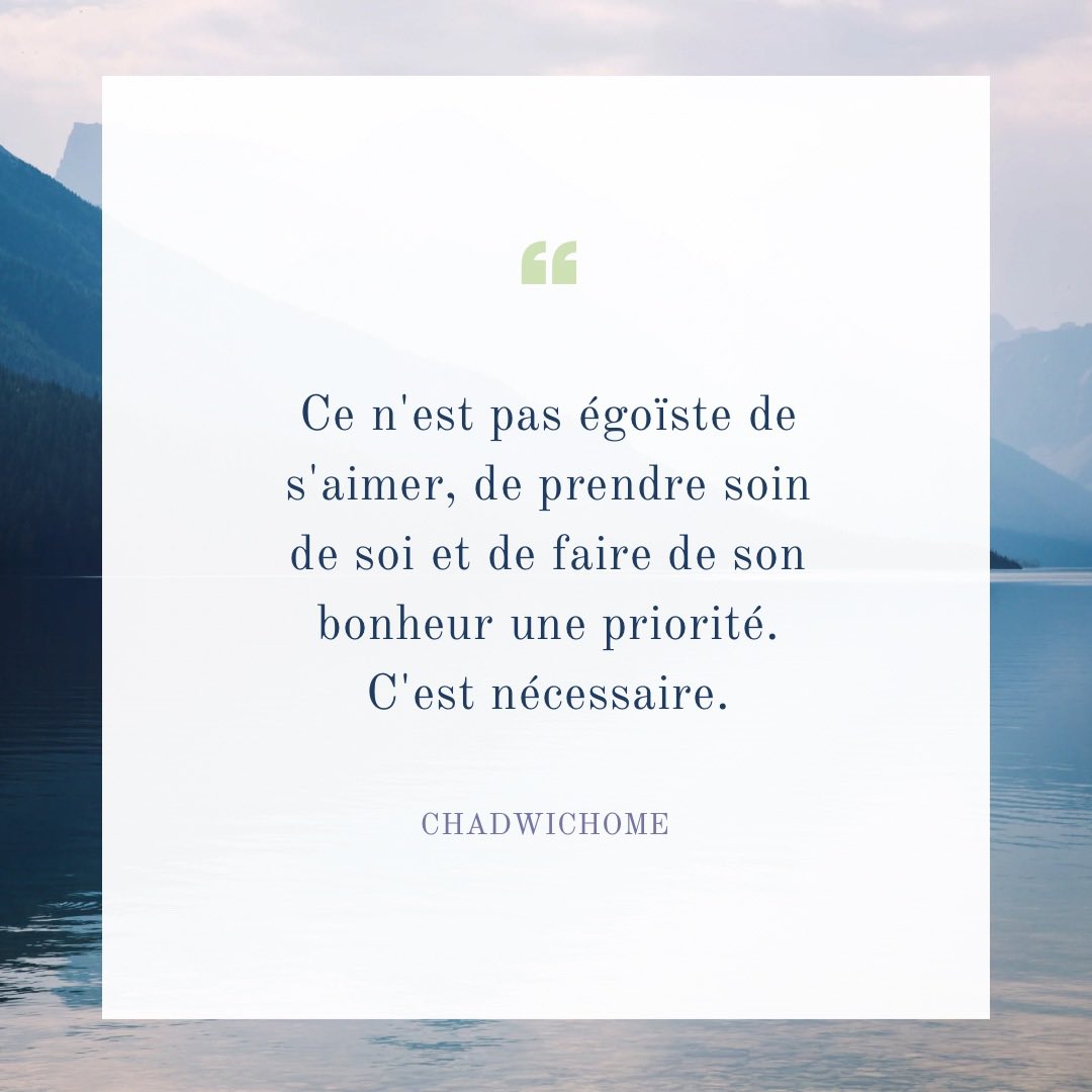 “It’s not selfish to love yourself, to take care of yourself and to make your happiness a priority. It’s necessary.” 🤍