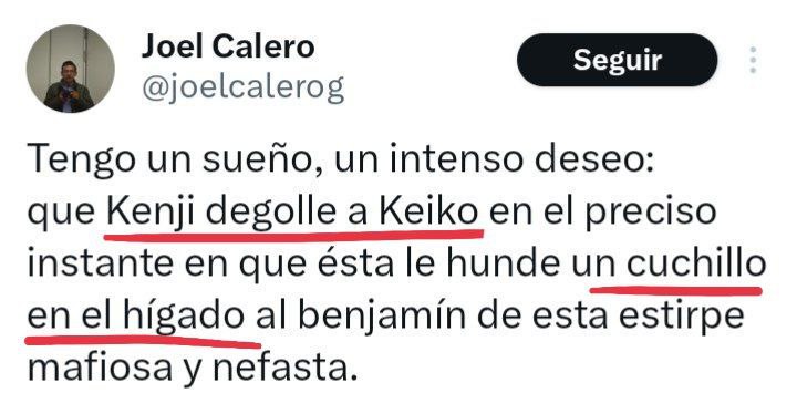 El deseo de todo TERRORISTA y adorador de Abimael Guzmán es eliminar a Alberto Fujimori y su familia. El Estado NO debe seguir otorgándole millones de soles a este potencial ASESINO para adoctrinar a la población con películas. #LaPielMasTemida