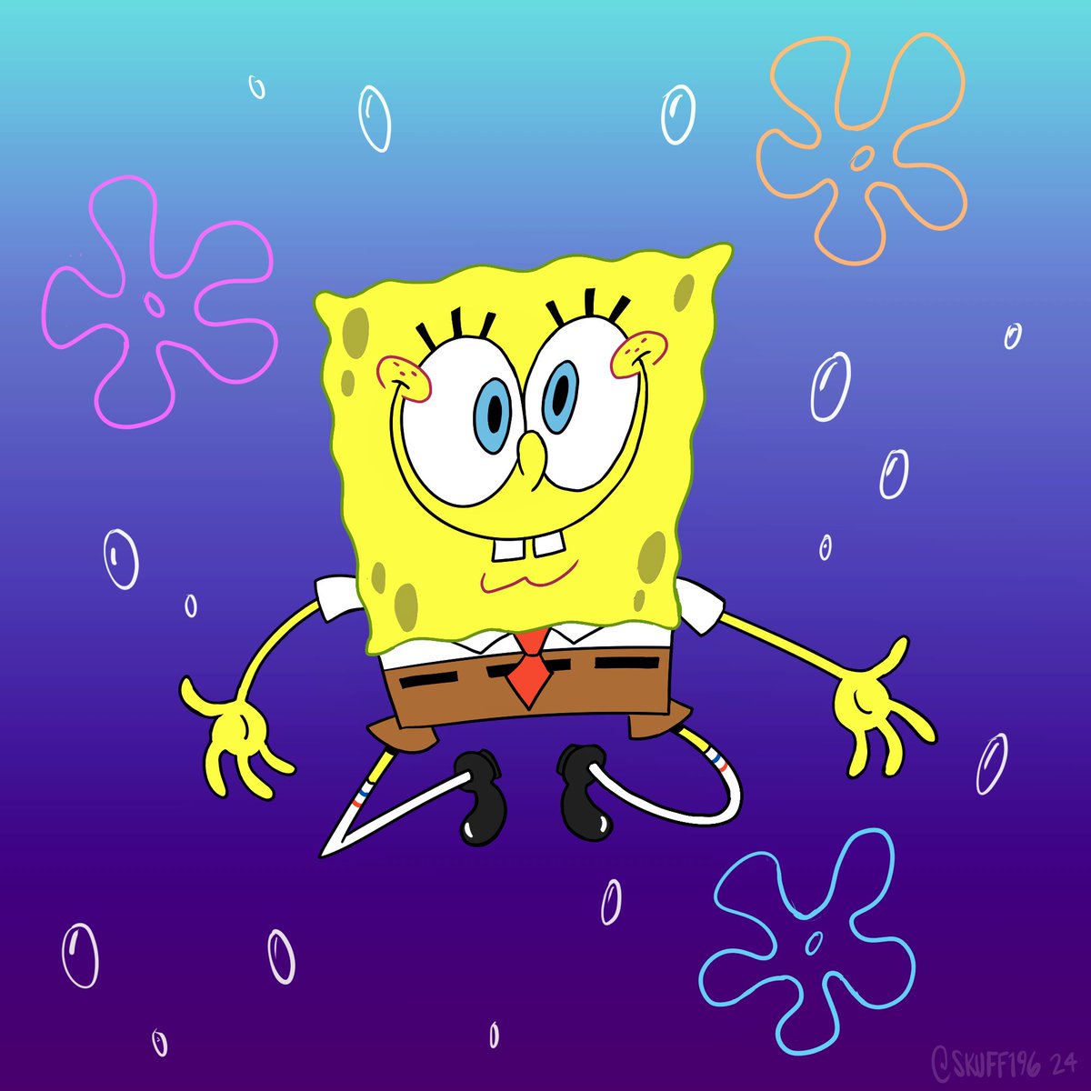 Happy 25th anniversary SpongeBob SquarePants! You love the world, and the world loves you back! 💛 Thanks for being with me my whole life! (Can you see the 25 in his limbs?)